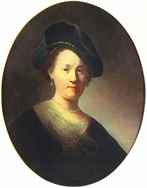  Bust of a woman with a feathered beret